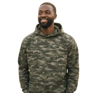 Athleta Hoodie Mens XLT Green Camo Pullover Athletic Stretch Sweatshirt